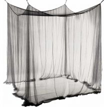 Moustiquaire de Lit Double Ciel de Lit Rectangulaire Grande Moustiquaire Noir Simple d'Eté avec 4 Ouvertures Baldaquin Rideaux de Lit 190cm(W)