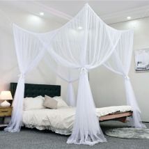 Moustiquaire de Lit pour Lits Simples et Doubles Moustiquaire de lit Moustiquaire 4 Ouverture Blanc 190 x 210 x 240 cm