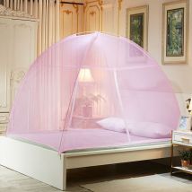 Moustiquaire lit & jardin dôme pop up fermeture zippée rose 180x200cm
