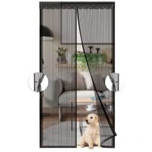 Moustiquaire Magnétique Noir Pour Porte,Rideau en Maille, Porte Avec Totalement, se Ferme Seule Pour Balcon, Installation Facile, 120x210 cm