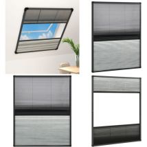 Moustiquaire plissée pour fenêtre Aluminium 80x100 cm et auvent - Moustiquaire Fenêtre - Moustiquaire Pliante - Protection Contre Les Insectes