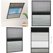 Moustiquaire plissée pour fenêtre Aluminium 80x120 cm - Moustiquaire Fenêtre - Moustiquaire Toit - Protection Insecte - Anti-insecte - Filet