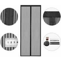 Moustiquaire porte fenetre aimantée enroulable baie vitree coulissante noir, 110x220 cm