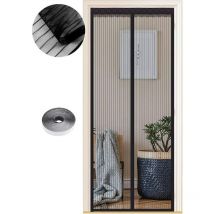 Moustiquaire Porte Fenetre Rideau Moustiquaire en Dentelle Magnétique avec Ruban Adhésif Fermeture Automatique Noir - 180x240CM