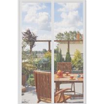 Moustiquaire Porte Fenetre Rideau Moustiquaire Magnétique avec Ruban Adhésif Bâtons Magnétiques Fermeture Automatique Blanc - 90x210CM
