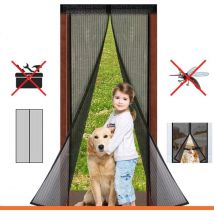 Moustiquaire Porte à Fermeture Aimantée, Rideau de Porte Anti Mouche, Fermeture Auto, Kit d'Installation, Bande Adhésive 100x210CM