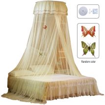 Moustiquaire suspendue en dôme pour porte unique, plafond chiffré surélevé, moustiquaire de sol en dentelle de style princesse, Beige