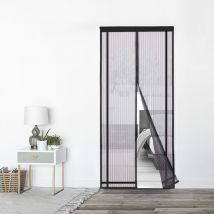 Moustiquaire Porte Fenetre Magnetique Flexible Aimantée sans Percage Rideau, ajustable 160x230cm Noir
