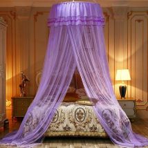 Moustiquaire,Baldaquin Rond Double Dentelle Princesse,Grande dôme Moustiquaire lit Double pour Sans poinçon,Princesse Tente de Bébé Fille Enfant