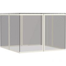 Moustiquaires pour tonnelle barnum pavillon de jardin 3 x 4 m - lot de 4 moustiquaires zippées + crochets d'attaches - polyester nylon