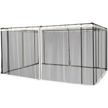 Moustiquaires pour tonnelle barnum pavillon de jardin 3 x 4 m - lot de 4 moustiquaires zippées + crochets d'attaches - polyester nylon
