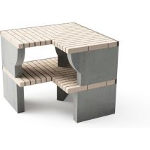 Movelar - Angle Bailén Plus pour Barbecue en Béton Préfabriqué (Beige, Gris - 95 x 58 x 58 cm) - Usage Extérieur
