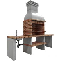 Movelar - Barbecue préfabriqué à bois et charbon de bois modèle Altea (Gris, Orange - 935 x 268 x 70 cm) ref : M00042