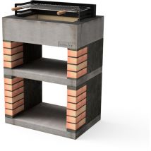 MOVELAR - Barbecue préfabriqué à bois et charbon de bois en béton réfractaire modèle Lima (Gris/Orange - 74 x 53 x 110 cm) REF: M00337 - Barbecue
