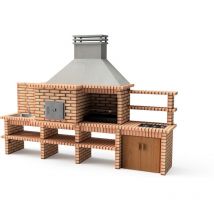 MOVELAR - Barbecue préfabriqué à bois et charbon en béton réfractaire modèle Luxor Royal Gourmet (Gris, Orange - 382 x 94 x 268 cm) REF: 3512/2