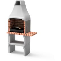 Movelar - Barbecue préfabriqué à bois et à charbon de bois Modèle New Iberia Plus 1 mini support latéral (Gris, Orange - 95 x 47 x 190 cm) ref :
