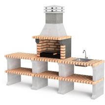 Barbecue préfabriqué à bois et charbon de bois Modèle Pack 1 Liz Plus xl Cuisine extérieure ( - 850 x 228 x 58 cm) ref : M00482 - Movelar