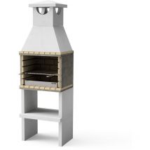 Maestro Ferretero - movelar - Barbacoa de Obra Prefabricada de Leña y Carbón Modelo Zon Deluxe (Gris, Ladrillo Refractario - 62 x 46 x 190 cm) ref: