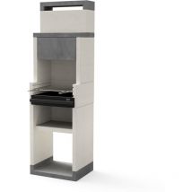 TUOZI - Barbecue fixe pour charbon modèle VENIT FLEX HOTTE (Gris/Blanc - 59 x 47 x 197 cm) REF: T00183 - Idéal grillades savoureuses