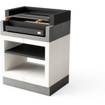 Barbecue fixe pour bois et charbon modèle kitaway grill (Gris/Blanc - 84 x 63 x 115 cm) ref: T00161 - Cuisson optimale, idéal jardin - Tuozi