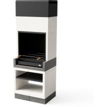 Barbecue fixe pour bois et charbon modèle kitaway (Gris/Blanc - 84 x 63 x 237 cm) ref: T00434 - Conception robuste et durable - Tuozi