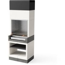 Tuozi - Barbecue fixe inox pour bois et charbon modèle kitaway (Gris/Blanc - 84 x 63 x 237 cm) ref: T00685 - Idéal grillades authentiques