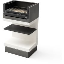 Barbecue fixe pour bois et charbon modèle kitaway mini grill (Gris/Blanc - 63 x 41,5 x 110 cm) ref: T00979 - Parfait pour petits espaces - Tuozi