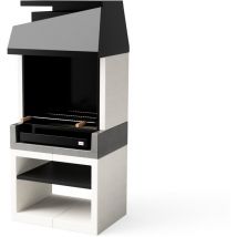 Maestro Ferretero - tuozi - Barbecue fixe pour bois et charbon modèle kitaway otte (Gris/Blanc - 84 x 63 x 192 cm) ref: T00527 - Espace de cuisson