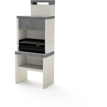Movelar - tuozi - Barbecue fixe pour bois et charbon modèle plan 1 max (Gris/Blanc - 78 x 47 x 192 cm) ref: 8041 - Format xl, parfait extérieur