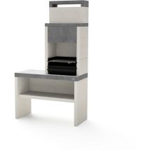 Maestro Ferretero - tuozi - Barbecue fixe pour bois et charbon modèle plan 2 (Gris/Blanc - 110 x 47 x 192 cm) ref: 8036 - Résistant, idéal grillades