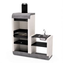 Movelar - tuozi - Barbecue fixe pour bois et charbon modèle sud plus Support Évier et Robinet (Blanc, Gris, Noir - 162 x 60 x 220 cm) ref: 4340