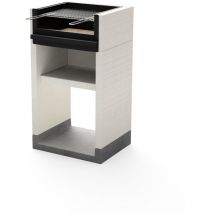 Barbecue fixe pour bois et charbon modèle venit flex (Gris/Blanc - 59 x 47 x 106 cm) ref: T00172 - Compact et efficace - Tuozi
