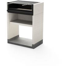 Barbecue fixe pour bois et charbon modèle venit flex (Gris/Blanc - 78 x 47 x 106 cm) ref: T00173 - Grande résistance, extérieur - Tuozi