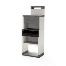 Barbecue fixe pour bois et charbon modèle venit flex plus hotte [f] (Gris/Blanc - 78 x 47 x 197 cm) ref: T00131 - Idéal jardin et extérieur - Tuozi