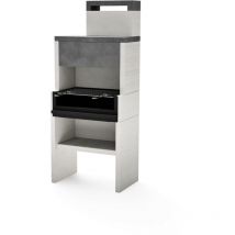 Tuozi - Barbecue fixe pour bois et charbon modèle venit flex plus hotte (Gris/Blanc - 78 x 47 x 185 cm) ref: 8066 - Robuste et performant