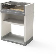 Barbecue fixe inox pour bois et charbon modèle venit flex plus (Gris/Blanc - 78 x 47 x 106 cm) ref: T01050 - Design robuste et durable - Tuozi