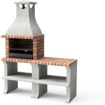 Maestro Ferretero - movelar - Barbecue préfabriqué à bois et charbon de bois Modèle pack 1 ragusa (Gris / Terre cuite - 152 x 58 x 207 cm) ref :
