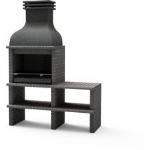 Maestro Ferretero - movelar - Barbecue Préfabriqué à Bois et Charbon Modèle benhaddou plus avec support latéral complet et avec Grill (Gris Foncé