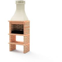 Maestro Ferretero - movelar - Barbecue Préfabriqué à Bois et Charbon Modèle khiva plus avec Grill (Orange/Beige - 86,5 x 58 x 246 cm) ref : M01021