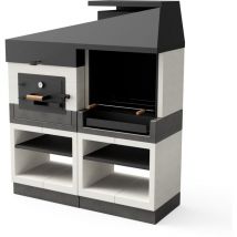 Cuisine Extérieure Kitaway Otte Barbecue + Four - 168 x 63 x 206 cm – Barbecue d'Extérieur avec Four en Pierre Réfractaire - Tuozi