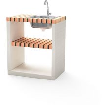 Movelar - vier et robinet Bancada Nola pour Barbecue en Béton Préfabriqué (Blanc, orange - 70 x 47 x 47 cm) - Usage Extérieur