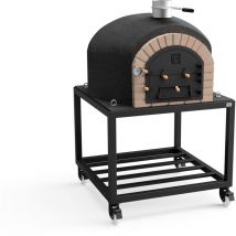 Movelar - Four à Bois d'Extérieur en Pierre vesuvius (Noir - 120 x 120 x 165 cm) – Four Traditionnel pour Cuisson au Feu de Bois