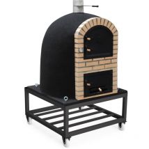MOVELAR - Four à Bois d'Extérieur en Pierre CALDERA BANDAMA (Noir - 110 x 110 x 201 cm) – Four à Bois de Grande Capacité pour Jardin et Terrasse