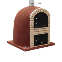 Movelar - Four à Bois d'Extérieur en Pierre caldera bandama (Bordeaux - 130 x 130 x 145 cm) – Four Réfractaire Isolé pour Cuisson au Feu de Bois