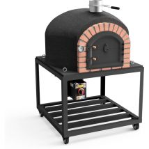 Four à Bois d'Extérieur en Pierre gran canária (Noir - 100 x 100 x 170 cm) – Four Isolé avec Haute Rétention de Chaleur - Movelar