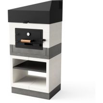 Four à Bois d'Extérieur en Pierre Modèle kitaway otte (Blanc, Gris - 84 x 63 x 184 cm) – Four en Brique Réfractaire pour Jardin - Tuozi