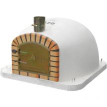 Four à Bois d'Extérieur en Pierre vulcano (Blanc - 120 x 120 x 91 cm) – Four Traditionnel pour Cuisson au Feu de Bois - Movelar