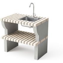 Movelar - Fregadero y grifo de pedestal Bailen Plus para Barbacoa de Obra Prefabricada (Beige, Gris - 86,5 x 58 x 58 cm) - Uso en Exteriores