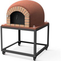Movelar - Horno de Leña Exterior de Obra stromboli (Burdeos - 80 x 80 x 152 cm) – Horno aislado con corcho, 3 mantas cerámicas, ideal para pizzas,