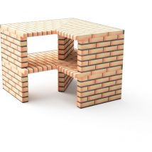 Movelar - Module Angle Luxor pour Barbecue en Béton Préfabriqué (Gris, orange - 112 x 112 x 112 cm) - Usage Extérieur